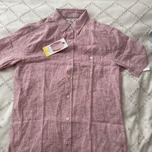Weatherproof Pink/Red Linen Button Down Shirt